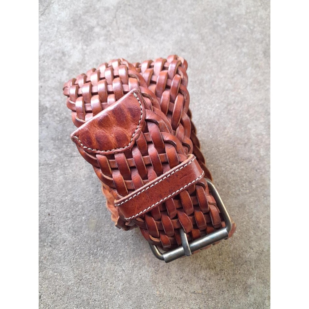 'Vintage Italian Made Braided Leather Belt Brown Spiegel Brand Boho Retro